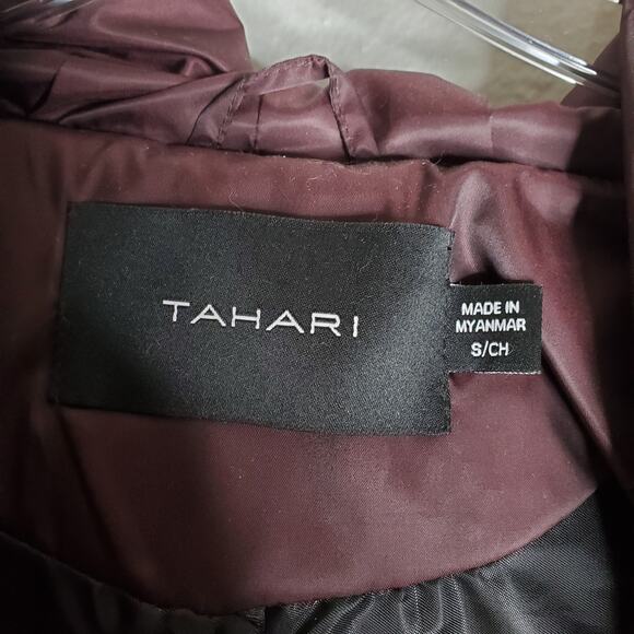 Tahari Women’s Down Puffer Coat Jacket Size S Belted Hooded Long Winter Chic - Picture 6 of 7